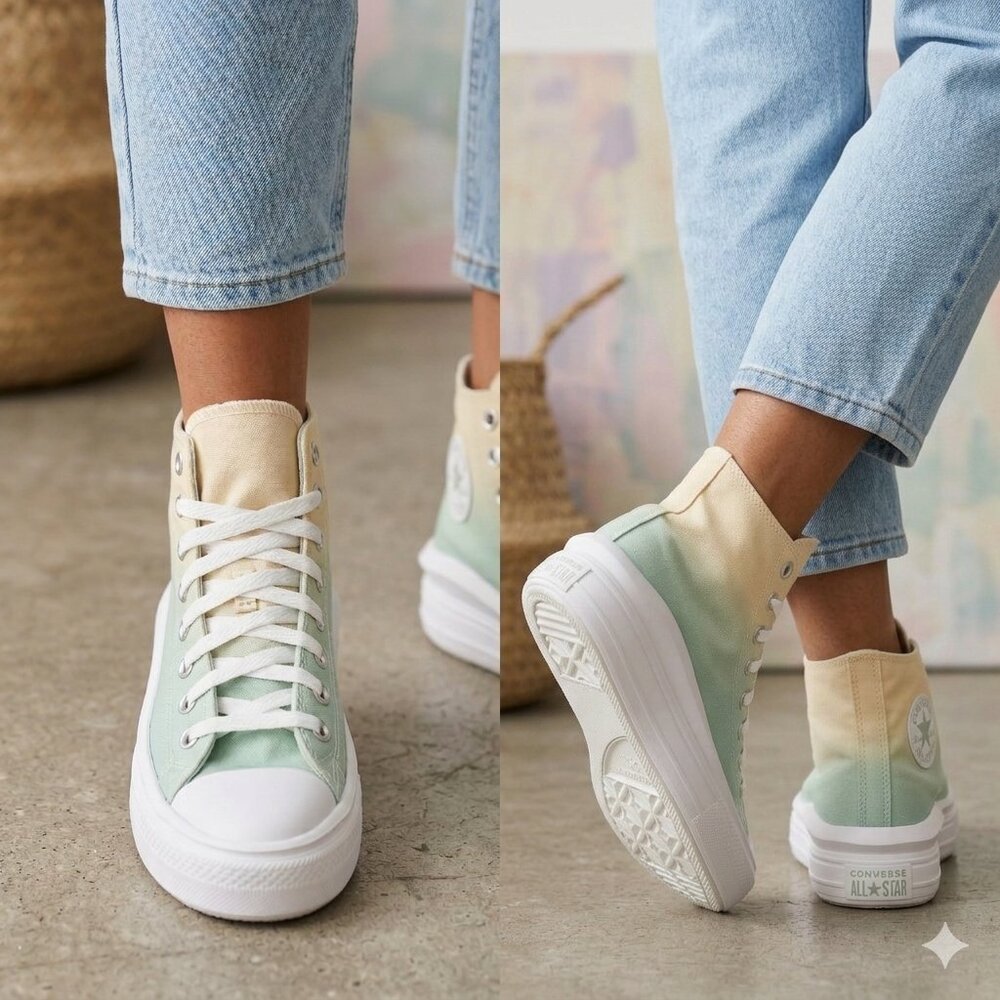 NEW Converse Chuck Taylor Hi Sneakers Ombre Green Platform - Women's Size 6.5 - Picture 1 of 7